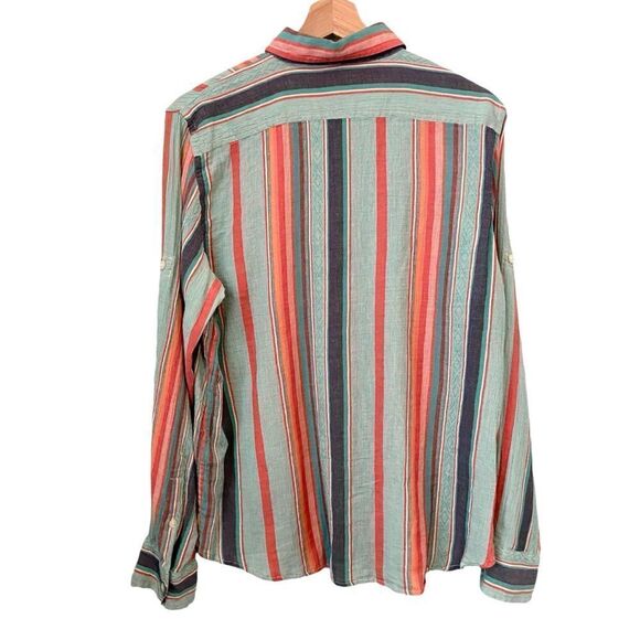 LRL Ralph Lauren Striped Button Down Gauzy Lightweight Shirt in Size Medium - Picture 3 of 13